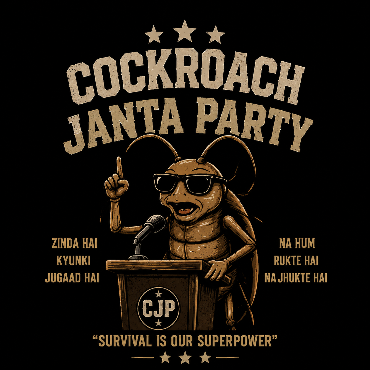 Cockroach Janta Party Classic Tee — Black