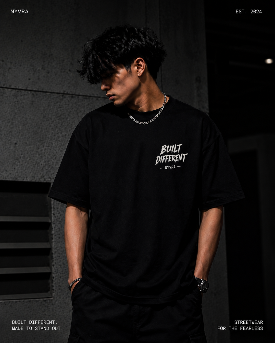 Built Different Oversized Tee – Black