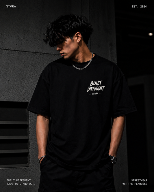 Built Different Oversized Tee – Black