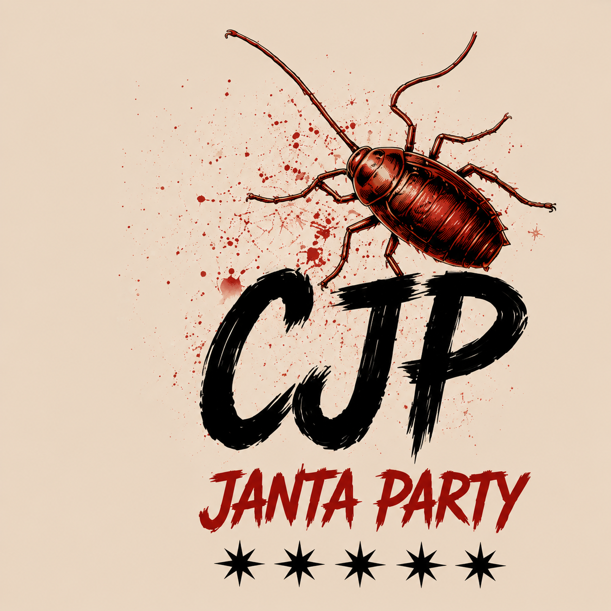Cockroach Janta Party Oversized Tee — Beige